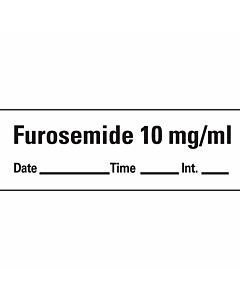 Anesthesia Tape with Date, Time & Initial (Removable) Furosemide 10 mg/ml 1 Core 1/2" x 500" - 333 Imprints - White - 500 Inches per Roll