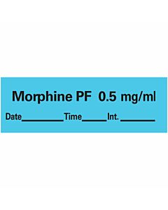Anesthesia Tape with Date, Time, and Initial Removable Morphine Pf 0.5 mg/ml 1" Core 1/2" x 500" Imprints Blue 333 500 Inches per Roll