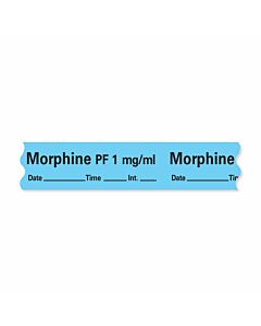Anesthesia Tape with Date, Time, and Initial Removable Morphine Pf 1 mg/ml 1" Core 1/2" x 500" Imprints Blue 333 500 Inches per Roll