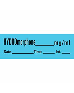 Anesthesia Tape with Date, Time & Initial (Removable) Hydromorphone mg/ml 1/2" x 500" - 333 Imprints - Blue - 500 Inches per Roll