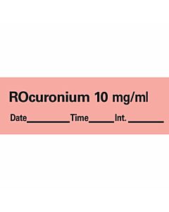 Anesthesia Tape with Date, Time, and Initial Removable Rocuronium 10 mg/ml 1" Core 1/2" x 500" Imprints Fl. Red 333 500 Inches per Roll