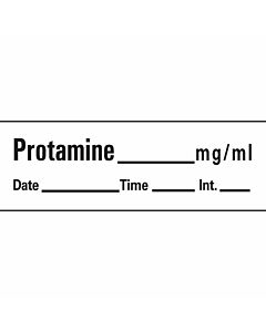 Anesthesia Tape with Date, Time & Initial (Removable) Protamine mg/ml 1/2" x 500" - 333 Imprints - White - 500 Inches per Roll