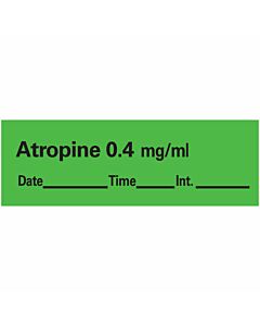 Anesthesia Tape with Date, Time & Initial (Removable) Atropine 0.4 mg/ml 1/2" x 500" - 333 Imprints - Green - 500 Inches per Roll