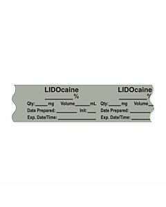 Anesthesia Tape, with Expiration Date, Time & Initial (Removable), "Lidocaine %" 3/4" x 500", Gray - 333 Imprints - 500 Inches per Roll