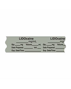 Anesthesia Tape, with Expiration Date, Time & Initial (Removable), "Lidocaine mg/ml" 3/4" x 500", Gray - 333 Imprints - 500 Inches per Roll