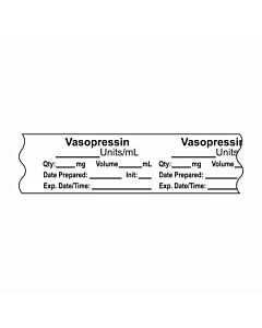 Anesthesia Tape, with Expiration Date, Time & Initial (Removable), "Vasopressin Units/ml" 3/4" x 500" White - 333 Imprints - 500 Inches per Roll