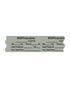 Anesthesia Tape, with Expiration Date, Time & Initial (Removable), "Ropivacaine mg/ml" 3/4" x 500", Gray - 333 Imprints - 500 Inches per Roll