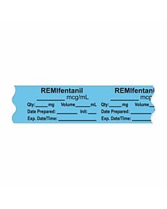 Anesthesia Tape, with Expiration Date, Time & Initial (Removable), "Remifentanil mcg/ml" 3/4" x 500" Blue - 333 Imprints - 500 Inches per Roll