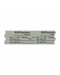 Anesthesia Tape, with Expiration Date, Time & Initial (Removable), "Bupivacaine mg/ml" 3/4" x 500", Gray - 333 Imprints - 500 Inches per Roll