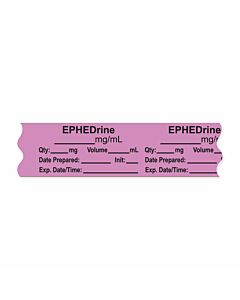 Anesthesia Tape, with Expiration Date, Time & Initial (Removable), "Ephedrine mg/ml" 3/4" x 500", Violet - 333 Imprints - 500 Inches per Roll