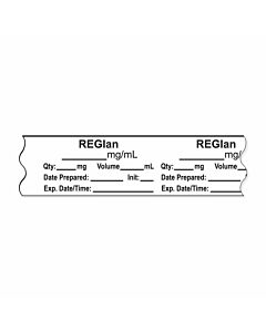 Anesthesia Tape, with Expiration Date, Time & Initial (Removable), "Reglan mg/ml" 3/4" x 500" White - 333 Imprints - 500 Inches per Roll