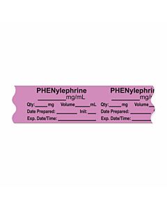 Anesthesia Tape, with Expiration Date, Time & Initial (Removable), "Phenylephrine mg/ml" 3/4" x 500", Violet - 333 Imprints - 500 Inches per Roll