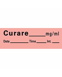Anesthesia Tape with Date, Time & Initial (Removable) Curare mg/ml Date 1/2" x 500" - 333 Imprints - Fluorescent Red - 500 Inches per Roll