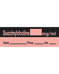 Anesthesia Tape with Date, Time, and Initial Removable Succinylcholine mg/ml 1" Core 1/2" x 500" Imprints Fl. Red 333 500 Inches per Roll