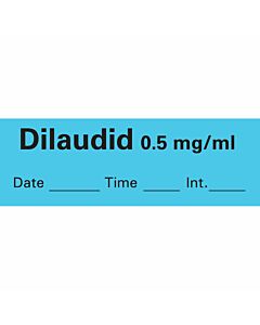 Anesthesia Tape with Date, Time & Initial (Removable) Dilaudid 1/2" mg/ml 0.5 x 500" - 333 Imprints - Blue - 500 Inches per Roll