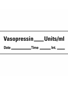 Anesthesia Tape with Date, Time, and Initial Removable Vasopressin Units/ml 1" Core 1/2" x 500" Imprints White 333 500 Inches per Roll