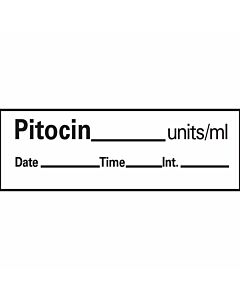Anesthesia Tape with Date, Time & Initial (Removable) Pitocin Units/ml 1/2" x 500" - 333 Imprints - White - 500 Inches per Roll