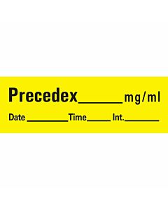 Anesthesia Tape with Date, Time & Initial (Removable) Precedex mg/ml 1/2" x 500" - 333 Imprints - Yellow - 500 Inches per Roll
