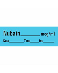 Anesthesia Tape with Date, Time & Initial (Removable) Nubain mcg/ml 1/2" x 500" - 333 Imprints - Blue - 500 Inches per Roll