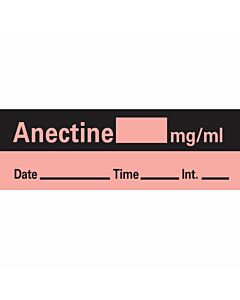 Anesthesia Tape with Date, Time & Initial (Removable) Anectine mg/ml 1/2" x 500" - 333 Imprints - Fluorescent Red - 500 Inches per Roll