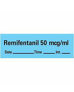Anesthesia Tape with Date, Time, and Initial Removable Remifentanil 50 mcg/ml 1" Core 1/2" x 500" Imprints Blue 333 500 Inches per Roll