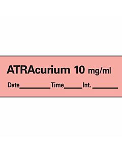 Anesthesia Tape with Date, Time & Initial (Removable) Atracurium 10 mg/ml 1 Core 1/2" x 500" - 333 Imprints - Fluorescent Red - 500 Inches per Roll
