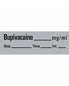 Anesthesia Tape with Date, Time & Initial (Removable) Bupivacaine mg/ml 1/2" x 500" - 333 Imprints - Gray - 500 Inches per Roll