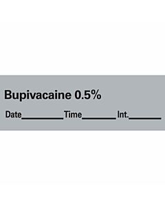 Anesthesia Tape with Date, Time & Initial (Removable) Bupivacaine 0.5% 1/2" x 500" - 333 Imprints - Gray - 500 Inches per Roll