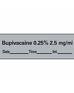 Anesthesia Tape with Date, Time, and Initial Removable Bupivacaine 0.25% 2.5 mg/ml 1" Core 1/2" x 500" Imprints Gray 333 500 Inches per Roll