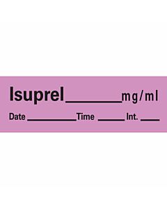 Anesthesia Tape with Date, Time & Initial (Removable) Isuprel mg/ml 1/2" x 500" - 333 Imprints - Violet - 500 Inches per Roll