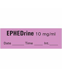 Anesthesia Tape with Date, Time & Initial (Removable) Ephedrine 10 mg/ml 1 Core 1/2" x 500" - 333 Imprints - Violet - 500 Inches per Roll