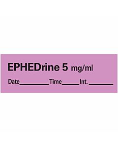 Anesthesia Tape with Date, Time & Initial (Removable) Ephedrine 5 mg/ml 1/2" x 500" - 333 Imprints - Violet - 500 Inches per Roll