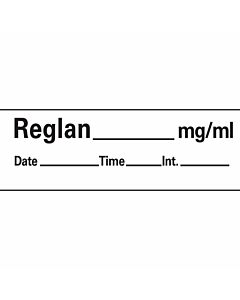 Anesthesia Tape with Date, Time & Initial (Removable) Reglan mg/ml Date 1/2" x 500" - 333 Imprints - White - 500 Inches per Roll