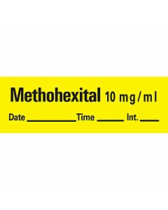 Anesthesia Tape with Date, Time, and Initial Removable MethoheXItal 10 mg/ml 1" Core 1/2" x 500" Imprints Yellow 333 500 Inches per Roll