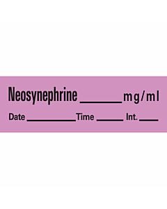Anesthesia Tape with Date, Time & Initial (Removable) Neosynephrine mg/ml 1/2" x 500" - 333 Imprints - Violet - 500 Inches per Roll