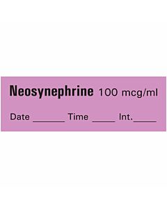 Anesthesia Tape with Date, Time, and Initial Removable Neosynephrine 100 mcg/ml 1 Core 1/2" x 500" Imprints Violet 333 500 Inches per Roll