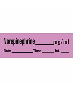 Anesthesia Tape with Date, Time, and Initial Removable NorEpinephrine mg/ml 1" Core 1/2" x 500" Imprints Violet 333 500 Inches per Roll