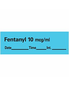 Anesthesia Tape with Date, Time & Initial (Removable) Fentanyl 10 mcg/ml 1 Core 1/2" x 500" - 333 Imprints - Blue Inches per Roll