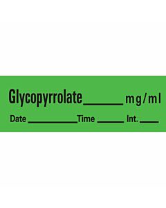 Anesthesia Tape with Date, Time, and Initial Removable Glycopyrrolate mg/ml 1" Core 1/2" x 500" Imprints Green 333 500 Inches per Roll