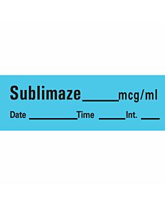 Anesthesia Tape with Date, Time & Initial (Removable) Sublimaze mcg/ml 1/2" x 500" - 333 Imprints - Blue - 500 Inches per Roll