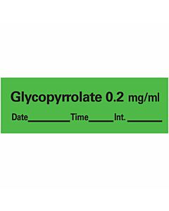 Anesthesia Tape with Date, Time, and Initial Removable Glycopyrrolate 0.2 mg/ml 1" Core 1/2" x 500" Imprints Green 333 500 Inches per Roll