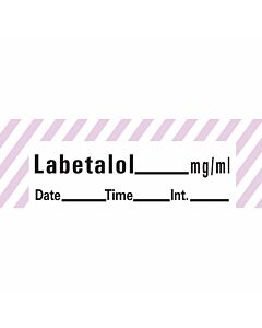 Anesthesia Tape with Date, Time & Initial (Removable) Labetalol mg/ml 1/2" x 500" - 333 Imprints - White with Violet - 500 Inches per Roll
