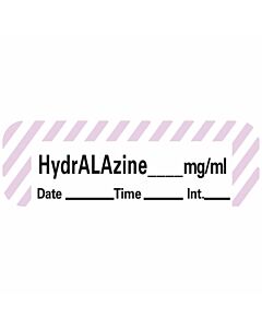 Anesthesia Tape with Date, Time & Initial (Removable) Hydralazine mg/ml 1/2" x 500" - 333 Imprints - White with Violet - 500 Inches per Roll