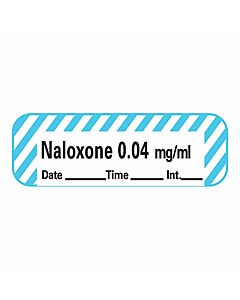 Anesthesia Tape with Date, Time & Initial (Removable) Naloxone 0.04 mg/ml 1/2" x 500" - 333 Imprints - White with Blue - 500 Inches per Roll