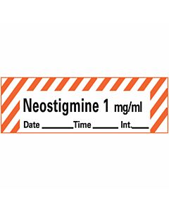 Anesthesia Tape with Date, Time & Initial (Removable) Neostigmine 1" mg/ml 1 Core 1/2" x 500" - 333 Imprints - White with Fluorescent Red - 500 Inches per Roll