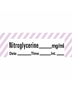 Anesthesia Tape with Date, Time, and Initial Removable Nitroglycerine mg/ml 1" Core 1/2" x 500" Imprints White with Violet 333 500 Inches per Roll