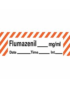 Anesthesia Tape with Date, Time & Initial (Removable) Flumazenil mg/ml 1/2" x 500" - 333 Imprints - White with Fluorescent Red - 500 Inches per Roll