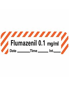 Anesthesia Tape with Date, Time & Initial (Removable) Flumazenil 0.1" mg/ml 1 Core 1/2" x 500" - 333 Imprints - White with Fluorescent Red - 500 Inches per Roll