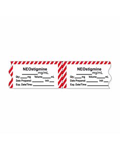 Anesthesia Tape, with Expiration Date, Time & Initial (Removable), "Neostigmine mg/ml" 3/4" x 500", White with Red, - 333 Imprints - 500 Inches per Roll