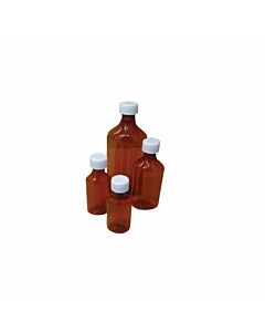 Bottle with Child-Resistant Cap Plastic 12 oz Amber 100 per Box